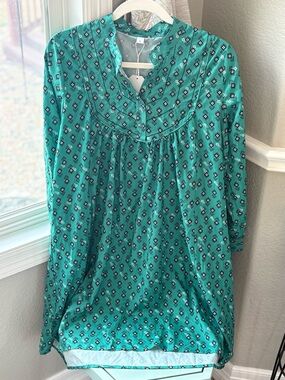 Teal Printed Long Sleeve Tunic
